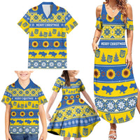 Personalised Ukraine Christmas Family Matching Summer Maxi Dress and Hawaiian Shirt Tryzub With Map Folk Pattern - Wonder Print Shop
