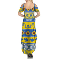 Personalised Ukraine Christmas Family Matching Summer Maxi Dress and Hawaiian Shirt Tryzub With Map Folk Pattern - Wonder Print Shop