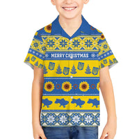 Personalised Ukraine Christmas Family Matching Tank Maxi Dress and Hawaiian Shirt Tryzub With Map Folk Pattern - Wonder Print Shop