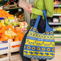 Ukraine Christmas Grocery Bag Tryzub With Map Folk Pattern - Wonder Print Shop
