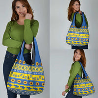 Ukraine Christmas Grocery Bag Tryzub With Map Folk Pattern - Wonder Print Shop