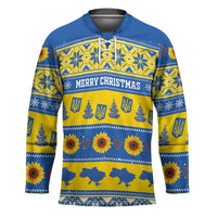 Personalised Ukraine Christmas Hockey Jersey Tryzub With Map Folk Pattern - Wonder Print Shop