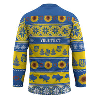 Personalised Ukraine Christmas Hockey Jersey Tryzub With Map Folk Pattern - Wonder Print Shop