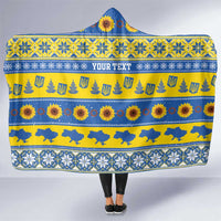 Ukraine Christmas Hooded Blanket Tryzub With Map Folk Pattern - Wonder Print Shop