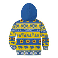 Personalised Ukraine Christmas Kid Hoodie Tryzub With Map Folk Pattern - Wonder Print Shop