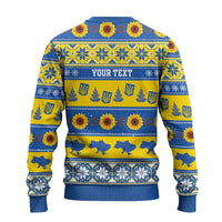 Personalised Ukraine Christmas Ugly Christmas Sweater Tryzub With Map Folk Pattern - Wonder Print Shop