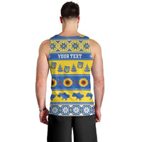 Personalised Ukraine Christmas Men Tank Top Tryzub With Map Folk Pattern - Wonder Print Shop