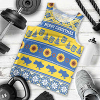 Personalised Ukraine Christmas Men Tank Top Tryzub With Map Folk Pattern - Wonder Print Shop