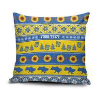 Ukraine Christmas Pillow Cover Tryzub With Map Folk Pattern - Wonder Print Shop