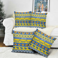 Ukraine Christmas Pillow Cover Tryzub With Map Folk Pattern - Wonder Print Shop