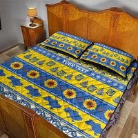 Ukraine Christmas Quilt Bed Set Tryzub With Map Folk Pattern - Wonder Print Shop