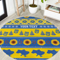 Ukraine Christmas Round Carpet Tryzub With Map Folk Pattern - Wonder Print Shop