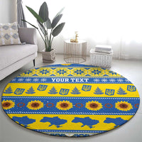 Ukraine Christmas Round Carpet Tryzub With Map Folk Pattern - Wonder Print Shop