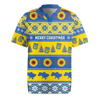 Personalised Ukraine Christmas Rugby Jersey Tryzub With Map Folk Pattern - Wonder Print Shop