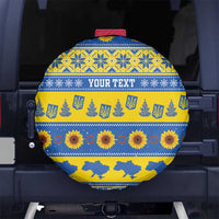Ukraine Christmas Spare Tire Cover Tryzub With Map Folk Pattern - Wonder Print Shop