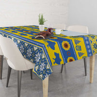 Ukraine Christmas Tablecloth Tryzub With Map Folk Pattern - Wonder Print Shop