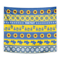 Ukraine Christmas Tapestry Tryzub With Map Folk Pattern - Wonder Print Shop