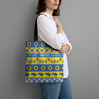Ukraine Christmas Tote Bag Tryzub With Map Folk Pattern - Wonder Print Shop