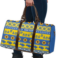 Ukraine Christmas Travel Bag Tryzub With Map Folk Pattern - Wonder Print Shop