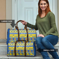 Ukraine Christmas Travel Bag Tryzub With Map Folk Pattern - Wonder Print Shop