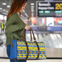 Ukraine Christmas Travel Bag Tryzub With Map Folk Pattern - Wonder Print Shop