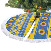 Ukraine Christmas Tree Skirt Tryzub With Map Folk Pattern - Wonder Print Shop