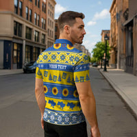 Personalised Ukraine Christmas Zipper Polo Shirt Tryzub With Map Folk Pattern - Wonder Print Shop