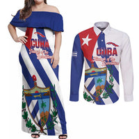 Cuba Liberation Day Couples Matching Off Shoulder Maxi Dress and Long Sleeve Button Shirt Triumph Of The Revolution - Wonder Print Shop