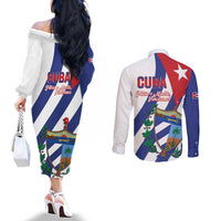 Cuba Liberation Day Couples Matching Off The Shoulder Long Sleeve Dress and Long Sleeve Button Shirt Triumph Of The Revolution