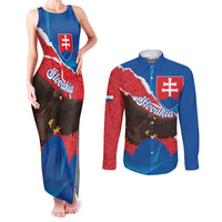 Slovakia Restoration Day Couples Matching Tank Maxi Dress and Long Sleeve Button Shirt Happy 1st Of January - Slovak Golden Eagle - Wonder Print Shop