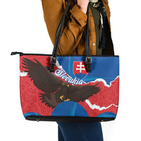 Slovakia Restoration Day Leather Tote Bag Happy 1st Of January - Slovak Golden Eagle - Wonder Print Shop