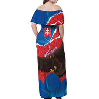 Slovakia Restoration Day Off Shoulder Maxi Dress Happy 1st Of January - Slovak Golden Eagle - Wonder Print Shop