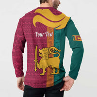 Sri Lanka Independence Day Button Sweatshirt Sri Lankan Lion Mix Sinhalese Pattern - Wonder Print Shop