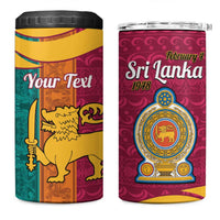 Sri Lanka Independence Day 4 in 1 Can Cooler Tumbler Sri Lankan Lion Mix Sinhalese Pattern - Wonder Print Shop
