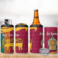 Sri Lanka Independence Day 4 in 1 Can Cooler Tumbler Sri Lankan Lion Mix Sinhalese Pattern - Wonder Print Shop