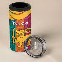 Sri Lanka Independence Day 4 in 1 Can Cooler Tumbler Sri Lankan Lion Mix Sinhalese Pattern - Wonder Print Shop