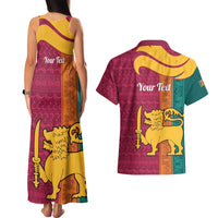 Sri Lanka Independence Day Couples Matching Tank Maxi Dress and Hawaiian Shirt Sri Lankan Lion Mix Sinhalese Pattern - Wonder Print Shop