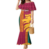 Sri Lanka Independence Day Family Matching Mermaid Dress and Hawaiian Shirt Sri Lankan Lion Mix Sinhalese Pattern - Wonder Print Shop