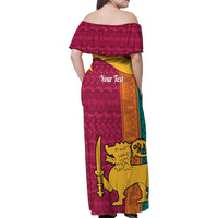 Sri Lanka Independence Day Family Matching Off Shoulder Maxi Dress and Hawaiian Shirt Sri Lankan Lion Mix Sinhalese Pattern - Wonder Print Shop