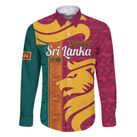 Sri Lanka Independence Day Family Matching Off Shoulder Short Dress and Hawaiian Shirt Sri Lankan Lion Mix Sinhalese Pattern - Wonder Print Shop