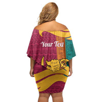 Sri Lanka Independence Day Family Matching Off Shoulder Short Dress and Hawaiian Shirt Sri Lankan Lion Mix Sinhalese Pattern - Wonder Print Shop