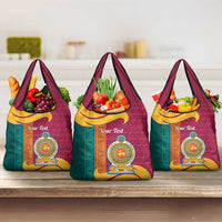 Sri Lanka Independence Day Grocery Bag Sri Lankan Lion Mix Sinhalese Pattern