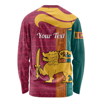 Sri Lanka Independence Day Long Sleeve Shirt Sri Lankan Lion Mix Sinhalese Pattern - Wonder Print Shop