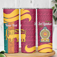 Sri Lanka Independence Day Skinny Tumbler Sri Lankan Lion Mix Sinhalese Pattern - Wonder Print Shop