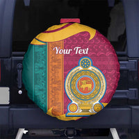 Sri Lanka Independence Day Spare Tire Cover Sri Lankan Lion Mix Sinhalese Pattern - Wonder Print Shop