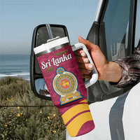 Sri Lanka Independence Day Tumbler With Handle Sri Lankan Lion Mix Sinhalese Pattern - Wonder Print Shop