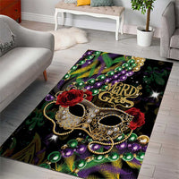 Mardi Gras 2025 Area Rug Beadeds With Gorgeous Mask - Wonder Print Shop