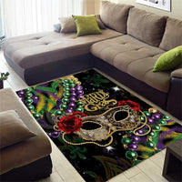 Mardi Gras 2025 Area Rug Beadeds With Gorgeous Mask - Wonder Print Shop