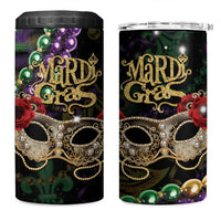 Mardi Gras 2025 4 in 1 Can Cooler Tumbler Beadeds With Gorgeous Mask - Wonder Print Shop