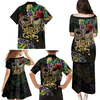 Mardi Gras 2025 Family Matching Puletasi and Hawaiian Shirt Beadeds With Gorgeous Mask - Wonder Print Shop